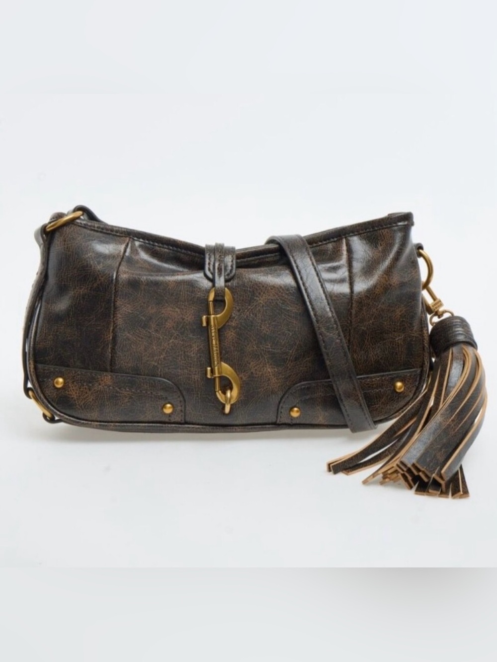 Steve Madden Distressed Brown Shoulder Bag with Tassel BKasey